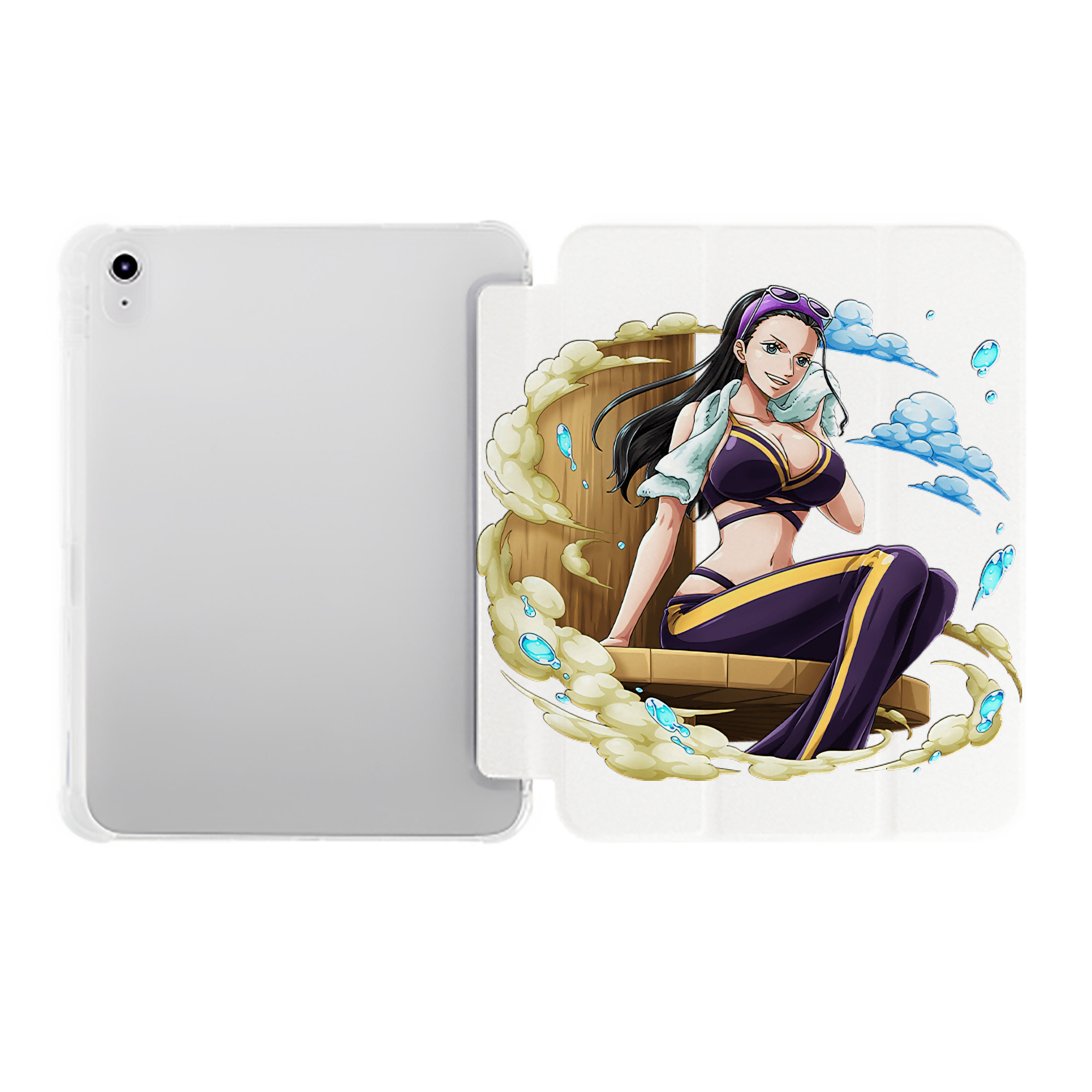 （画像用） ワンピース ニコ・ロビン ONE PIECE Nico Robin IPad ケース ペン収納付き 三つ折りスタンド PUレザー×シリコン 対応機種9.5/10.5/10.9インチ
